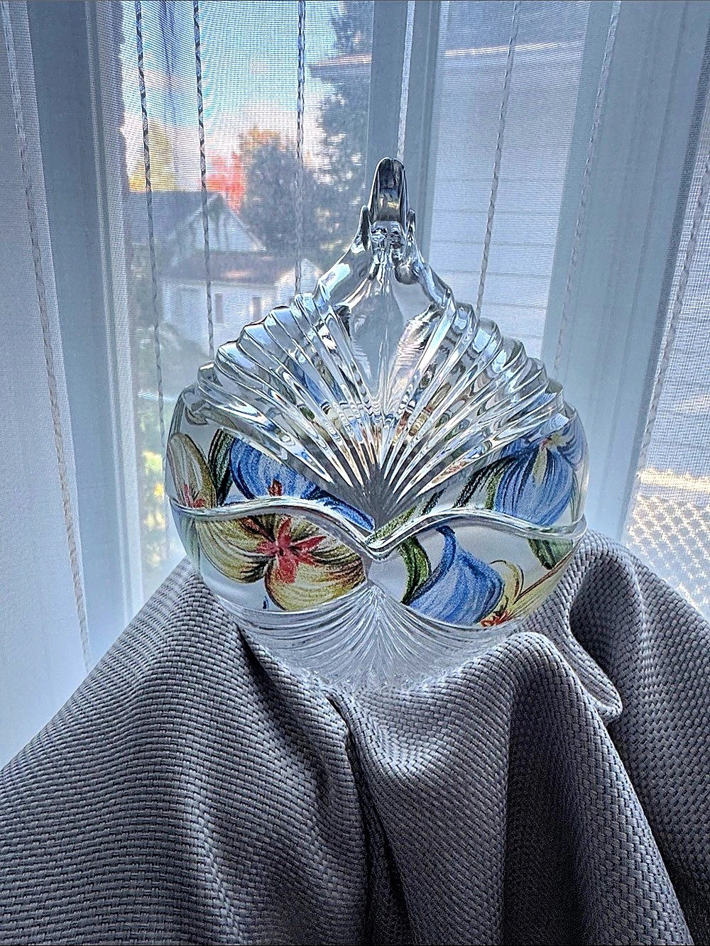 Anna Hütte Bleikristall Handarbeit Teardrop Lidded Candy Dish